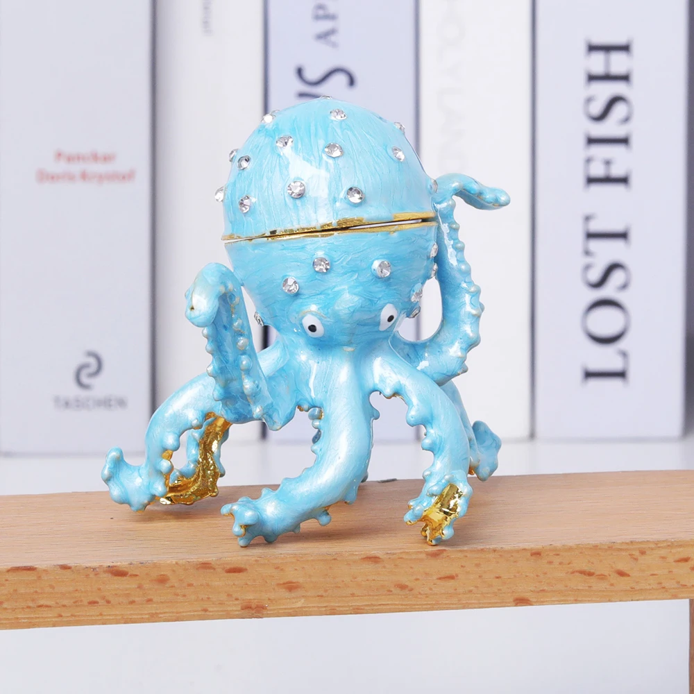 Octopus Jewelry Trinket Box Decorative Collectible Enamel Sea Ocean Gift 02031 