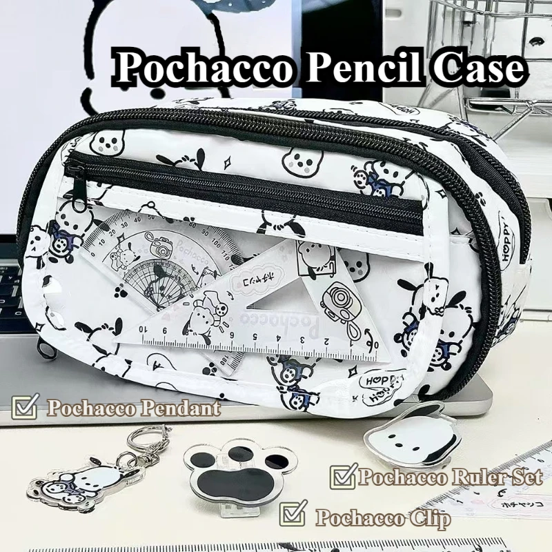 Sanrio Pochacco Storage Box Hello Kitty Pencil Case Large Capacity Storage Bag Zipper Organizing Bag