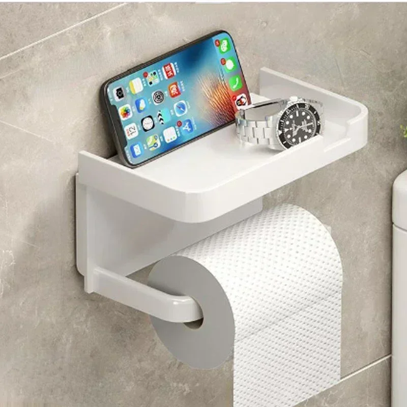 Plastic Toilet Paper Holder Bathroom Wall Mount WC Paper Phone Holder Shelf Punch-free Towel Roll Storage Shelf Accessories toilet paper holder,toilet roll holder