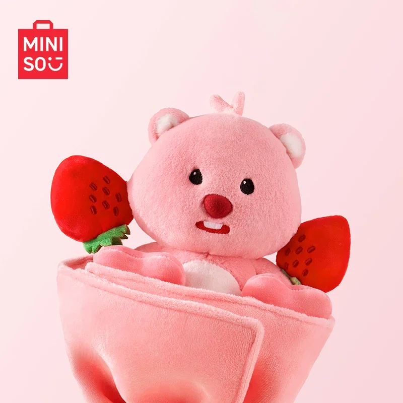 

MINISO LOOPY Series Strawberry Love Flowers Plush Bouquet Doll Toys Cute Christmas Valentines Day Birthday Graduation Girls Gift