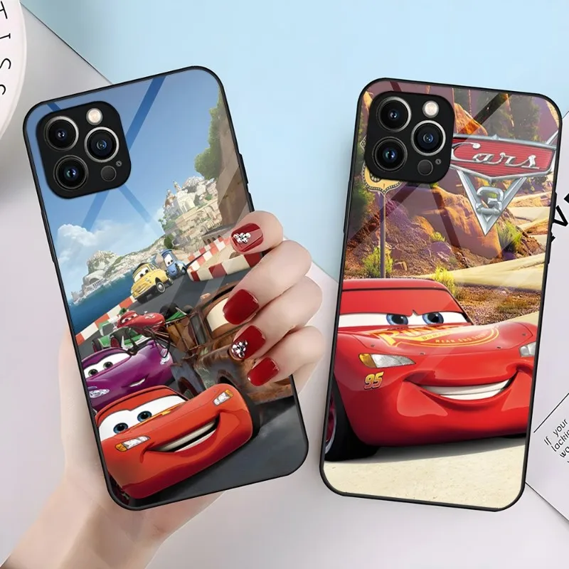 Custodia Per Telefono Disney Cars Per Iphone 14 Pro 12 15 13 11 Mini Xs Xr Max 8 7 6 Plus Se 2020 Glass Luxury Back Cove