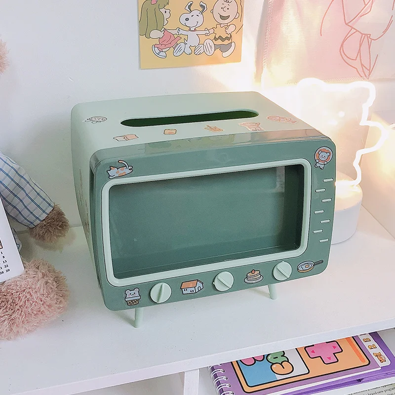 Cute Plastic Tissue Box Home Multifunctional Kawaii Desktop TV Tissue Box Case Simple Creative Storage Napkin Holder Paper Tray tissue dispenser tissue box