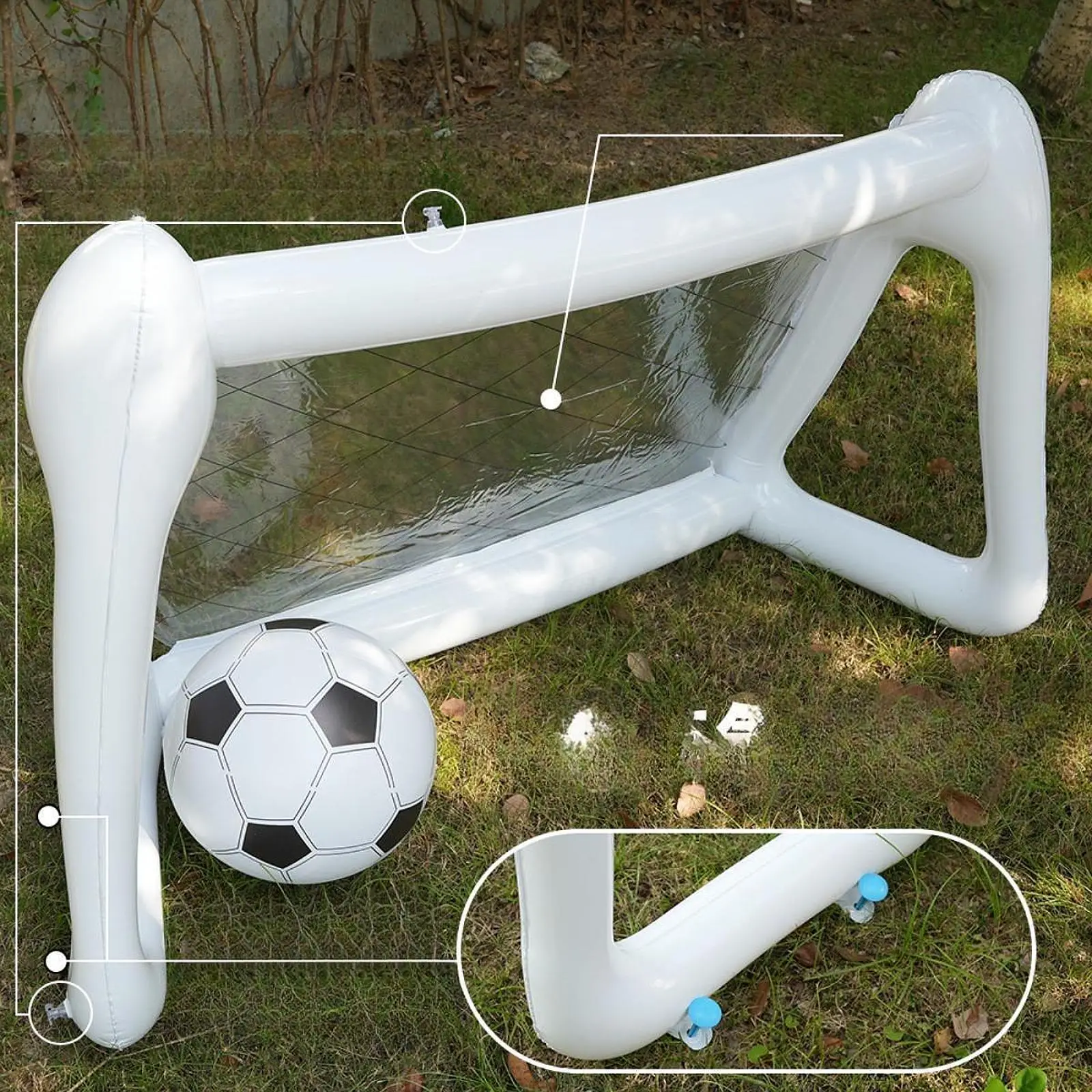 Kids Soccer Goal Game Toy Set Mini Net and Ball Inflatable Portable Youth Soccer Goal Set for Indoor Outdoor Sports Gardens