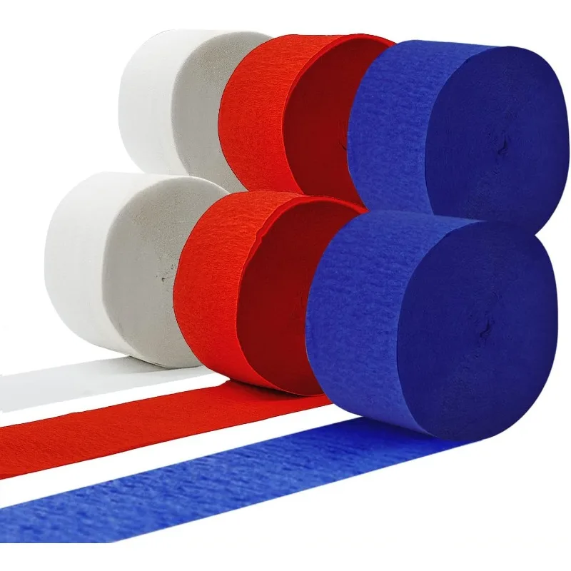 Patriotische Luftschlangen – 3 Rollen Rot-weiß-blau, Je 25m, Für 4. Juli & Feiern