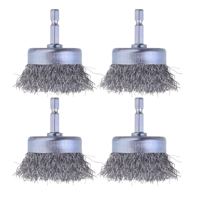 4 Pcs Wire Cup Brush Set, Wire Brush For Drill 1/4 Inch Arbor