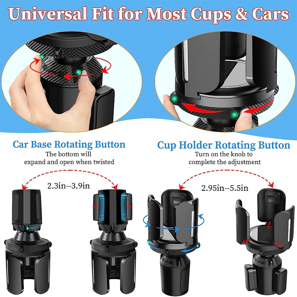Car Cup Holder Expander Multi-Functional Stable Enlarged Drink Holder With Adjustable Base Auto Accessories