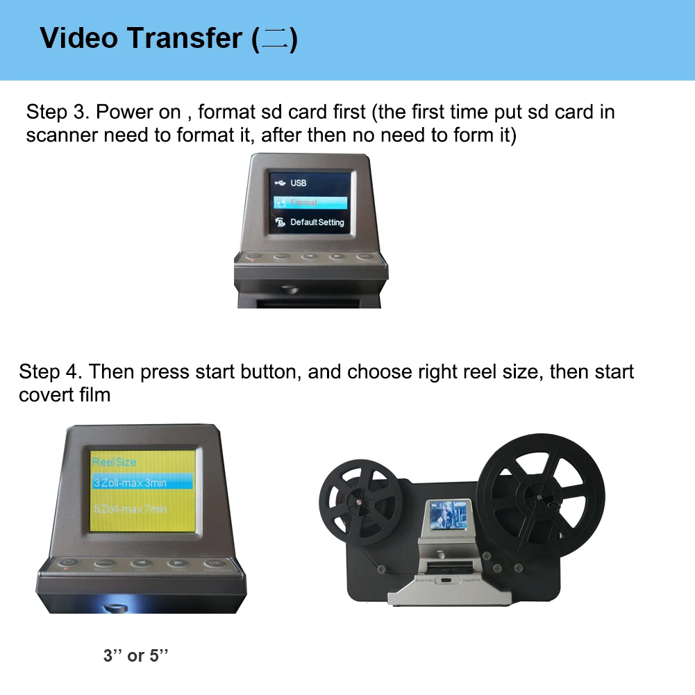 Winait Super 8/8mm Digital Roll Film Scanner Converts Film into Digital Video Max Support 5'' Reel