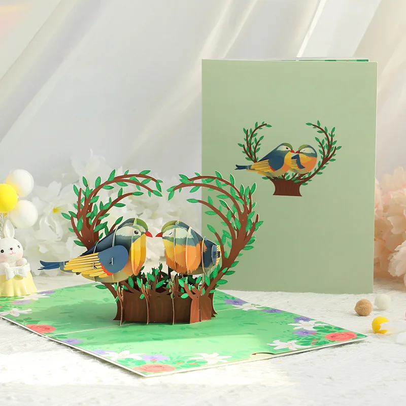 3D Heart Tree Greeting Card Valentine's Day Cards Three-dimensional Anniversary Greeting Card Handmade Creative Gifts