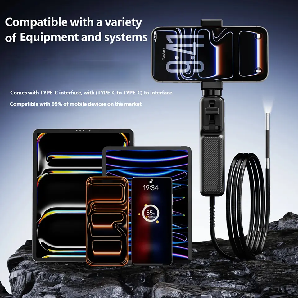 360° Two-Way Type-C Articulating 6mm/1M Endoscope Camera HD 1080P Borescope Car Inspection Industrial Endoscope For IOS Android image 4