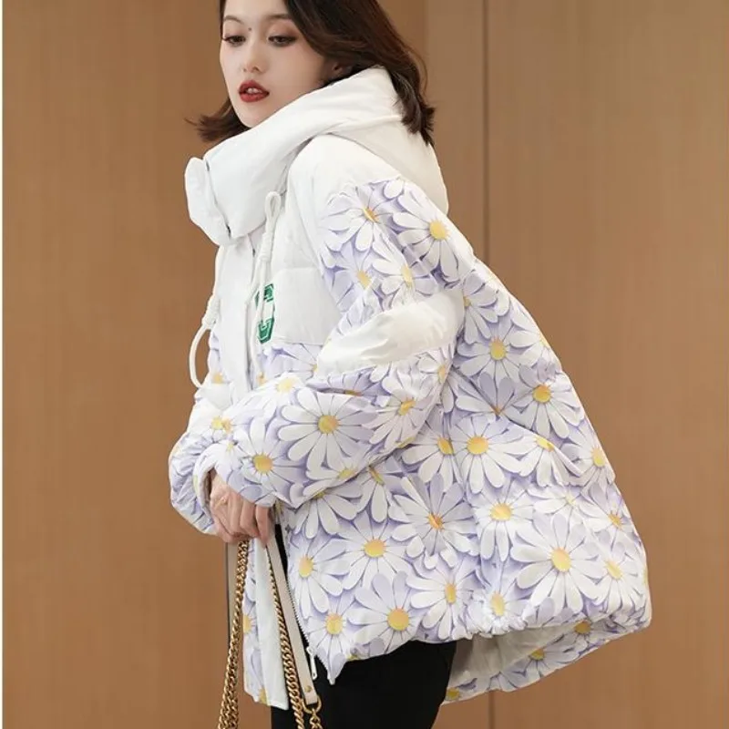 New Women White Duck Down Jacket Winter Coat Female Short Loose Parkas Warm Thick Outwear Fashion Large Size Hooded Overcoat