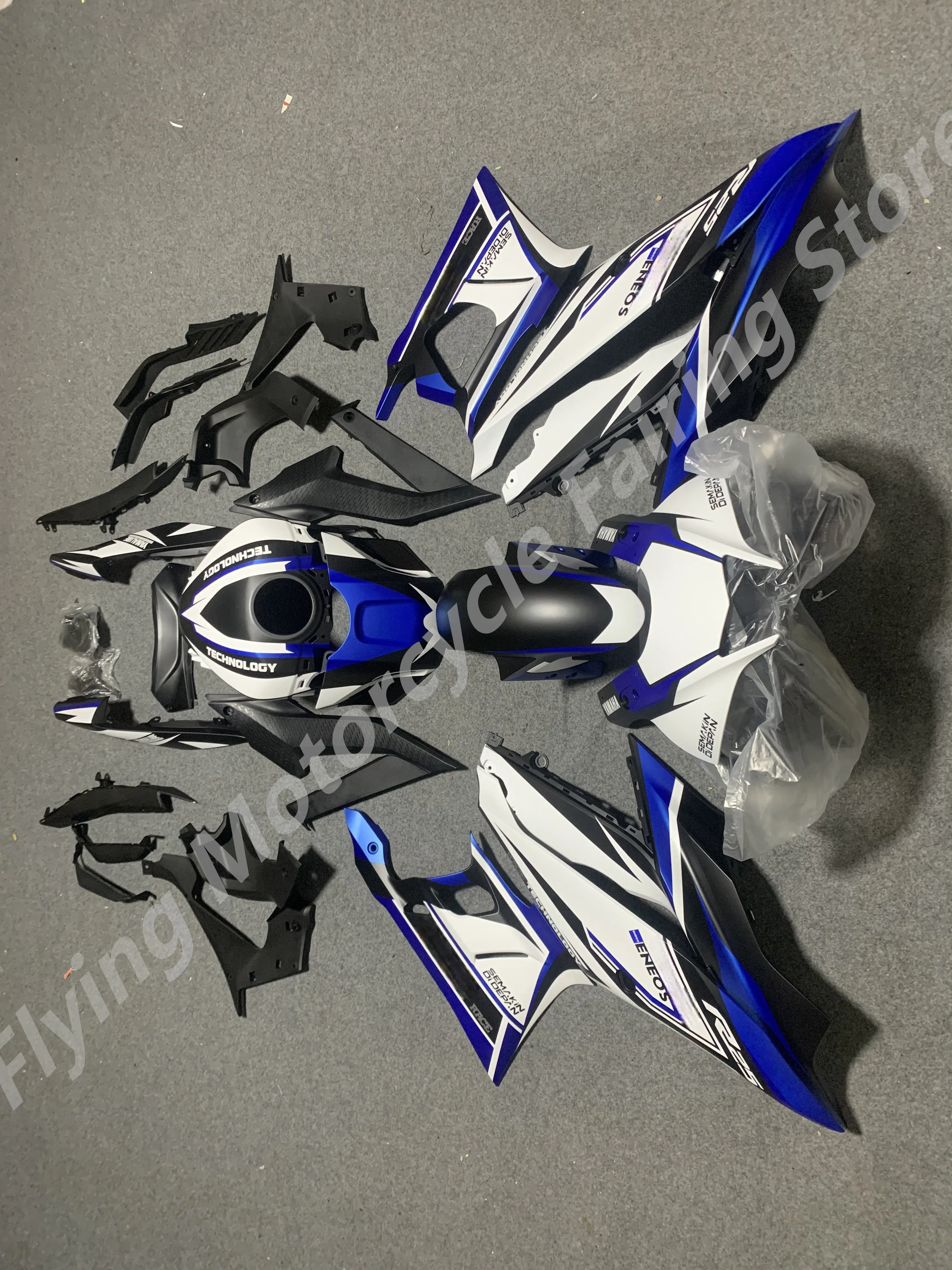 Yzf R25 Racing Body Motorcycle-ABS-Plastic-Body-Injection-Bodywork-Fairing-Kit-blue-white ...