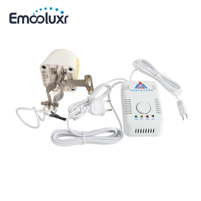 AC220V Water Leakage Detection Alarm System 85dB Loud Beeping Voice and Smart Manipulator Valve and 1.5 meter Sensing Cable 1