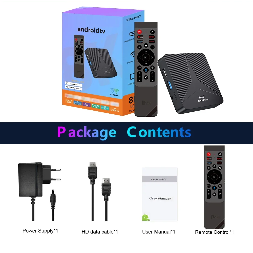 TV98 ATV RK3518 TV Box Android 14 Smart iptv 4G 5G Wifi6 BT5