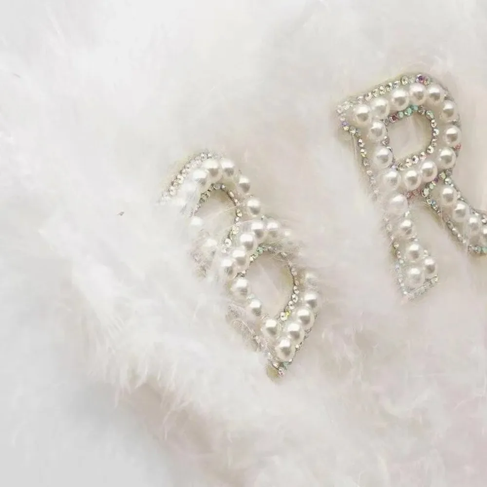 Elegant White Feather Fan Bride Handmade Hand Held Fan Dance Performance Fans Party