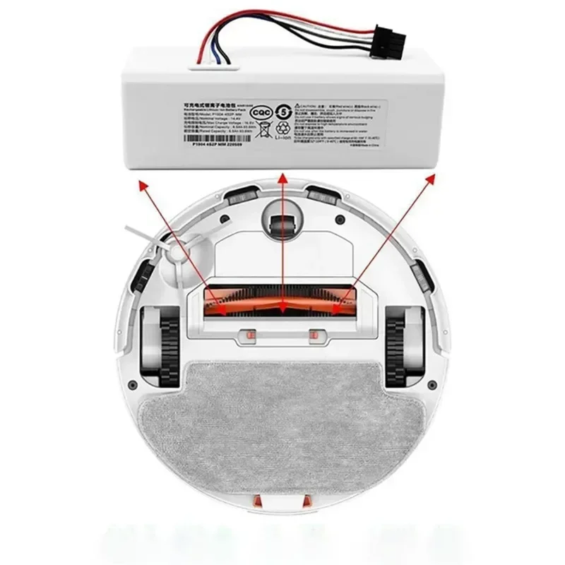 Battery for Xiaomi Mijia 1C STYTJ01ZHM 14.4V 12800mAHP1904-4S1P-MM Robot Vacuum Cleaner Mop Cleaner Accessories Parts, rechargeable battery, vacuum cleaner battery