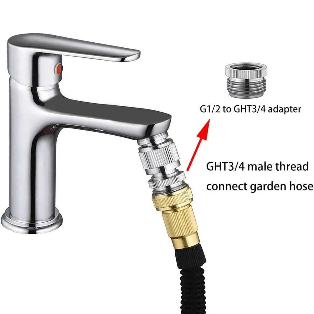 Wasserhahn-Adapter-Set für Gartenschläuche und Duschanschluss, Schnellanschlüsse, Schlauchadapter, Waschbeckenanschluss, Gartenbewässerungswerkzeuge – Detail 5