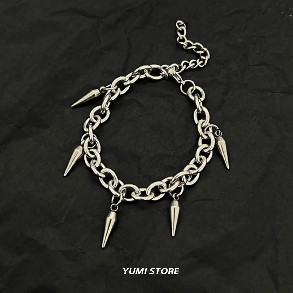Punk Rivet Bracelet for Man Woman Hip Hop Titanium Steel Rivet Pendant Bracelet Retro Street Jewelry Kpop Accessories