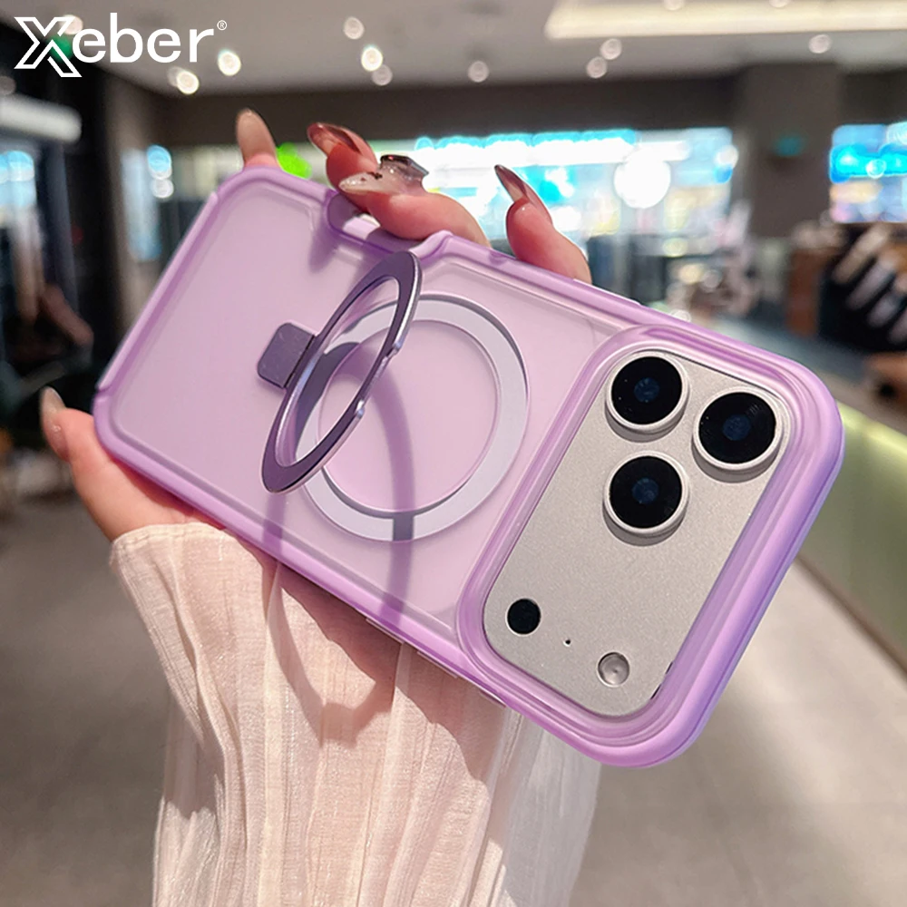 Foldable Magnetic Stand Phone Case - Clear Candy Color with Dual Layer Protection