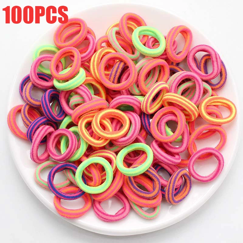 50/100Pcs High Elastic Hair Bands for Women Girls Black Hairband Rubber Ties Ponytail Holder Scrunchies Kids Hair Accessories flower hair clips Hair Accessories