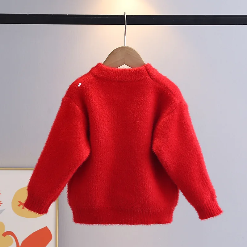 여아용 중국 드래곤 스웨터, 전통 술 디자인, 푹신한 플록 니트 의류, 따뜻한 어린 소녀 상의, GY12161, 신상