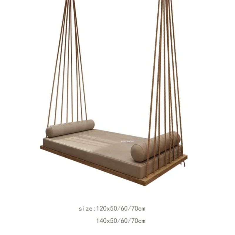Leisure Solid Wood Outdoor Swings Garden Patio Bedroom Rest Rocking Chair Nordic Outdoor Furniture Home Balcony Open-air Hammock
