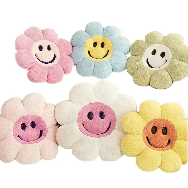 Plush Smiley Face Sunflower Pillow Colour Rose Flower Shape Chair