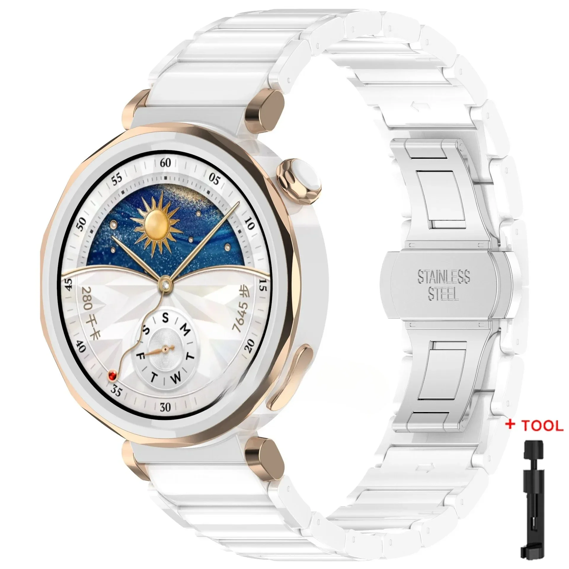 Elegant 18mm Ceramic Smartwatch Strap - Stylish Bracelet Accessory