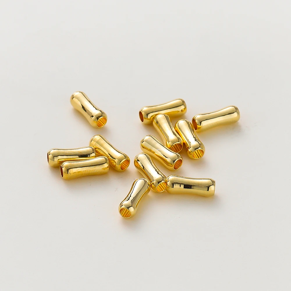 

20Pcs 14K/18K Gold Color Plated Brass Long 9mm Bone Shape Tube Bracelet Spacer Beads for DIY Jewelry Making Accessries