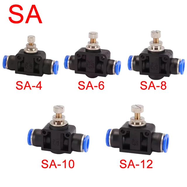 Air Flow Speed Control Valve Tube Water Hose Pneumatic Push In Fittings Throttle Valve SA 4-12mm 1