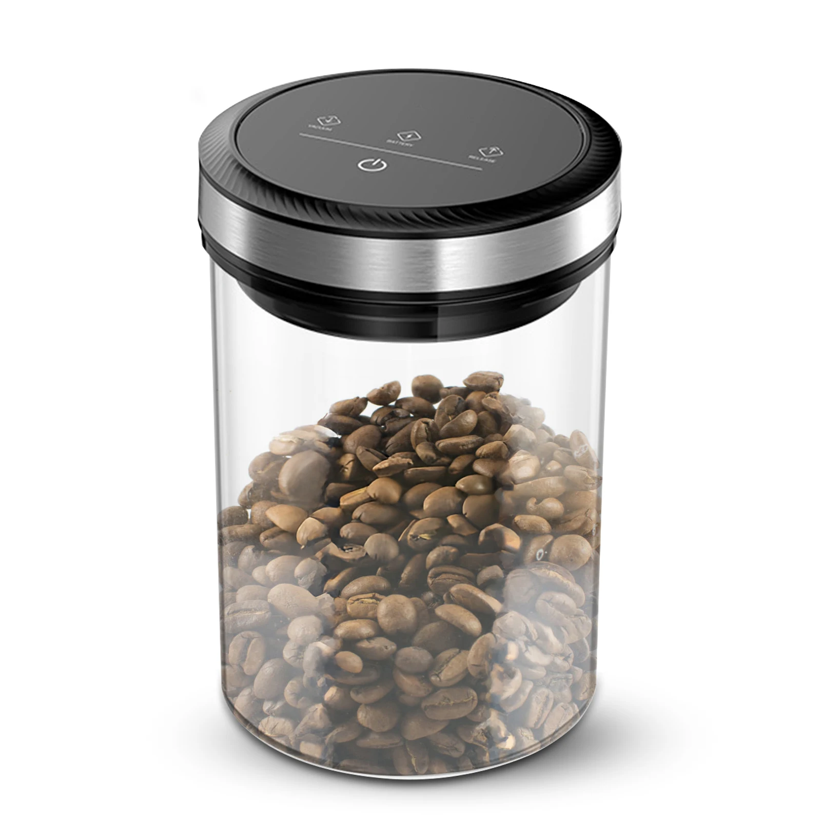Vacuum Coffee Canisters Airtight Lids 33Кра Auto Vacuum and Stop Touch Screen Storage Jar 1.6L/54oz Food Grade Stainless