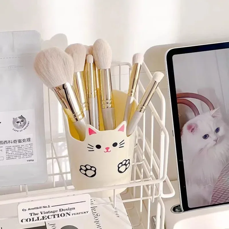 1 Piece Cute Cartoon Pencil Organizer for Kids Lovely Anime Cat Makeup Brush Holder Kawaii Kitten Stationery Holder Student 2