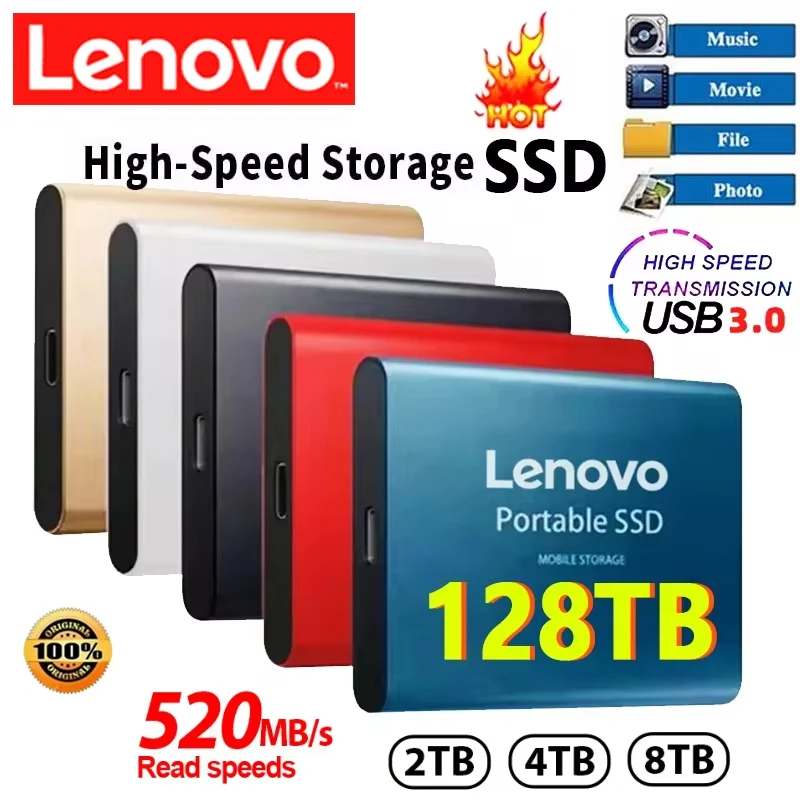 Lenovo External Hard Drive 500GB 2TB 4TB 8TB USB3.1 SSD 2.5 Inch Portable SSD 16TB for Laptop PS4 hard disk
