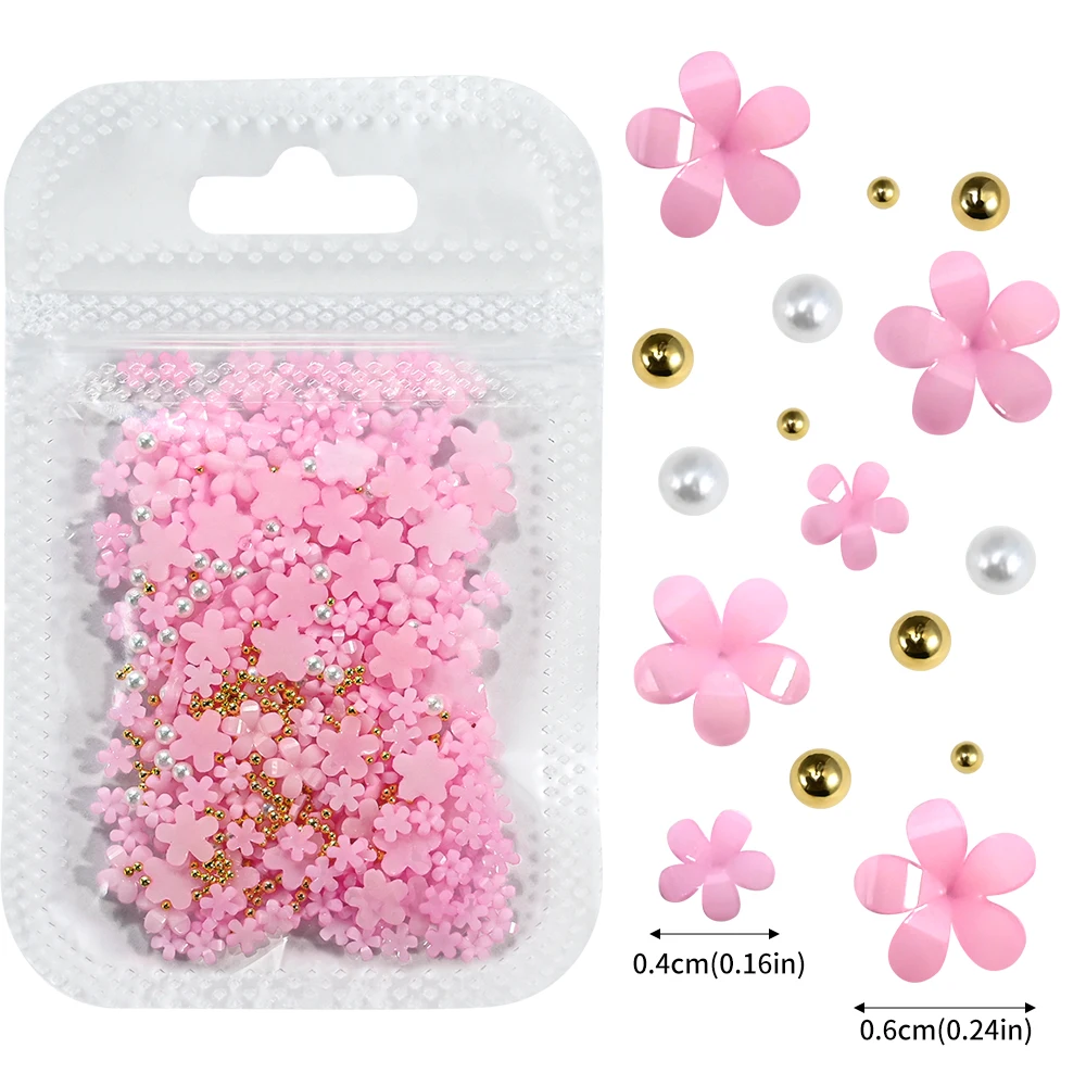Elegant 3D Floral Nail Art Decoration Kit with Beads & Wax Pen