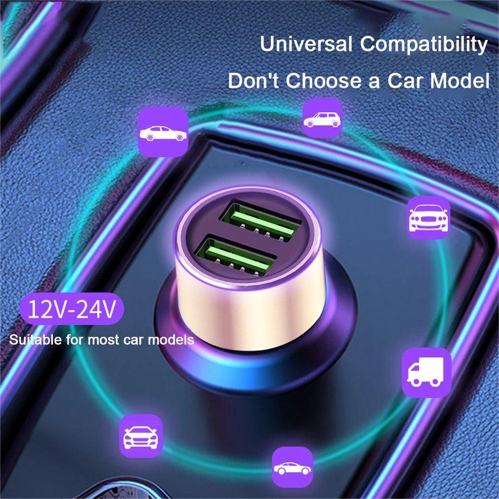 Metal Dual Port Fast Car Charger for Universal Vehicles