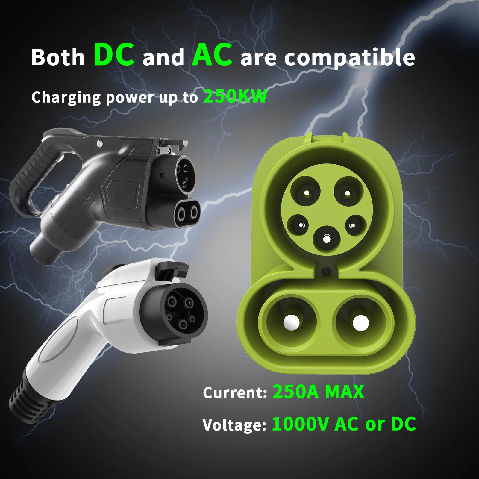 CCS1 to CCS2 Adapter EV Charger Adpater DC 1000V 250A and EV Charger Connector Type 1 to Type 2 Adapter SAE j1772 IEC62196