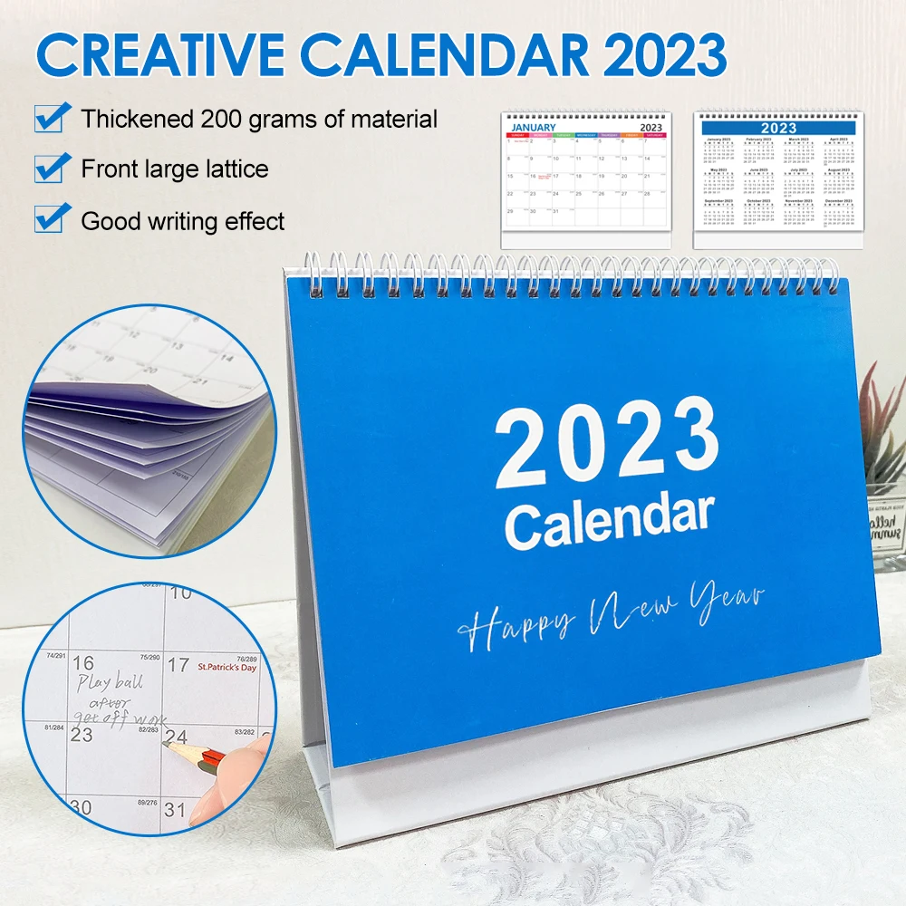 2023 Simple Desk Coil Calendar Daily Schedule Table Planner Yearly Agenda Organizer Office School Supplies New English 23x20cm