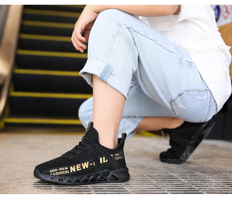 Description Picture 2 of itemKids Casual Low Top Lace Up Sneakers Boys Girls Breathable Lightweight Anti Slip Outdoor Walking Children Sports Running Tennis