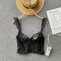 Français Chic Sexy femme sans manches maigre dos nu femme Corset Camis dentelle pure Spaghetti sangle Hotsweet débardeurs livraison directe 2