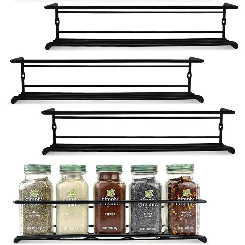 PerforationFree Metal Kitchen Shelf Simple WallMounted Storage For Household Condiments Rack