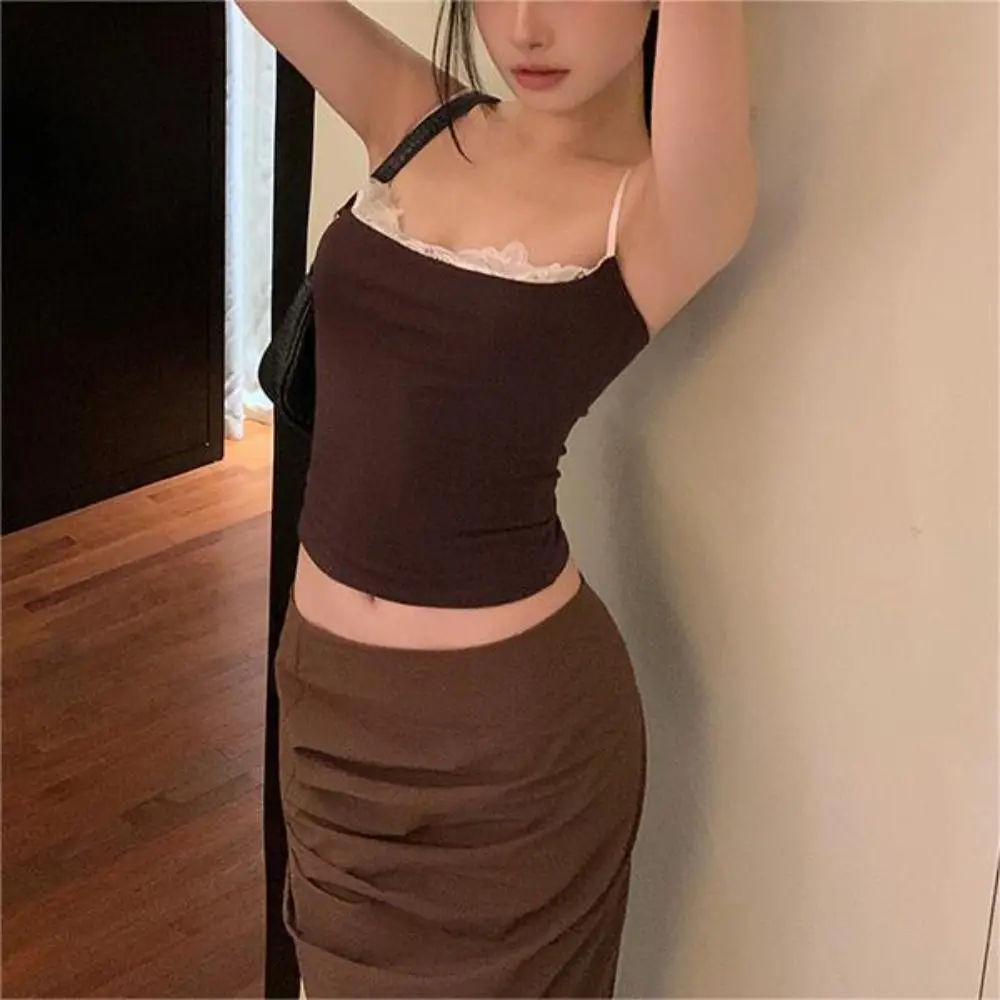 Polyester Lace Camisole Slim Fit Women Summer Top