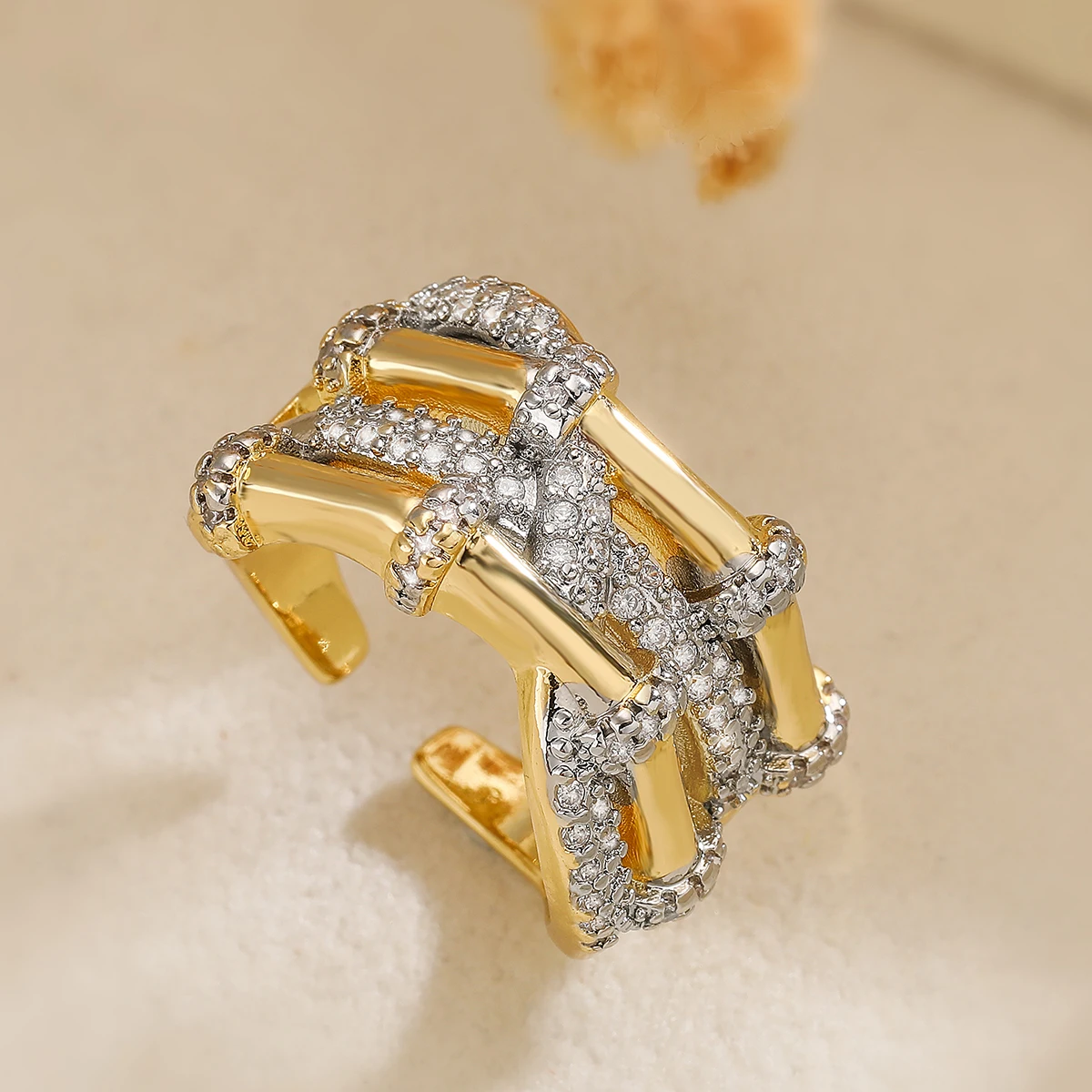 NEWBUY Brand Luxury AAA Cubic Zirconia Pave Setting Copper Jewelry Gold/Silver Mix Color Wedding Rings For Women Gift wedding rings womens ring jewelry rings ring jewelry