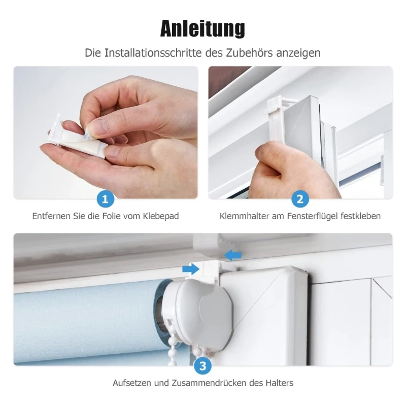 4 Pieces Durable Adhesive Roller Blind Support Brackets Easy to Install Clamp Support Bracket for PVC Wood Window Door Y5GB roller blind support bracket