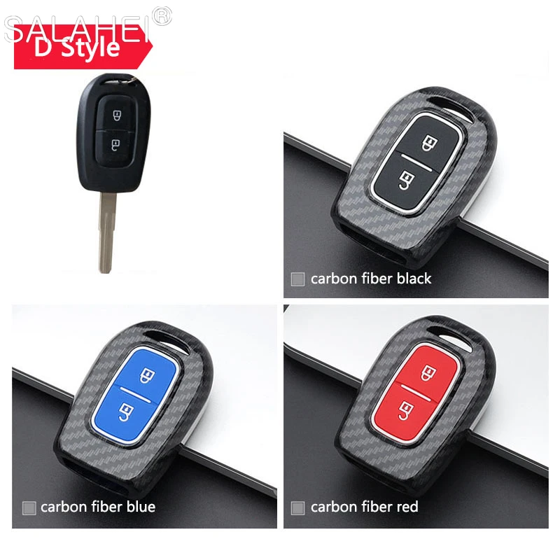 

Carbon Fiber ABS Car Key Case Cover Shell Holder Bag For Renault Kwid Traffic Symbol Dacia Sandero Logan Duster Auto Accessories