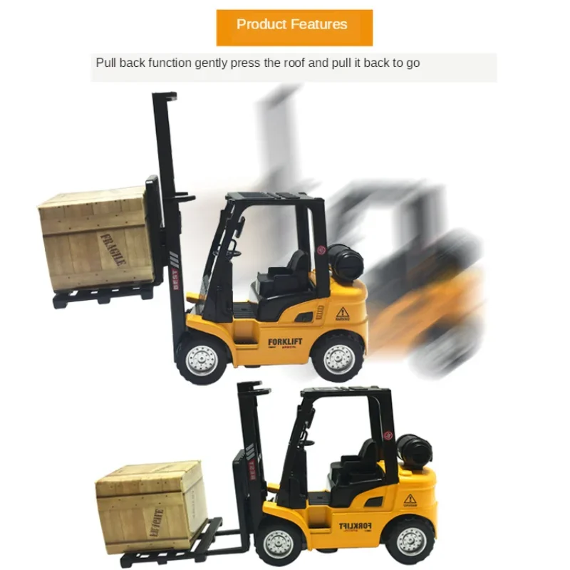 Diecast Replica Forklift Truck Model Car Toy Effect Pull Back Function 3-Height Adjustable For Kids Gifts Collection Deco