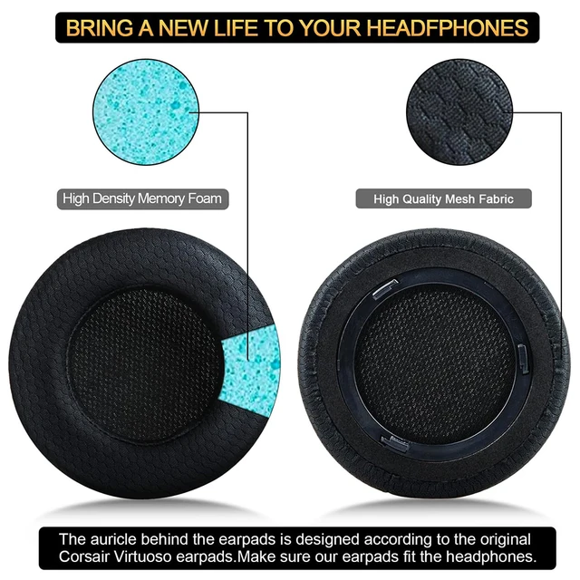 Cuscinetti Per Cuffie Corsair Virtuoso - Gel Di Raffreddamento, Isolamento Rumore - Foto 10