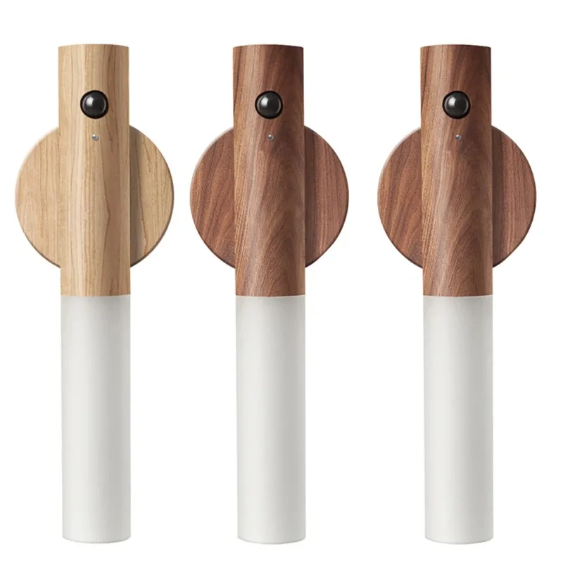 Creative Intelligent Car Motion Sensor LED Rechargeable Magnetic Night Light Wooden Wall Light  Kitchen  Cabinet  Light