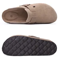 Bebealy sabots de semelle en liège pour femmes Mules en daim de vache avec soutien de la voûte plantaire mode sans lacet hommes chaussures de pomme de terre véritable dames sabots chaussures 2