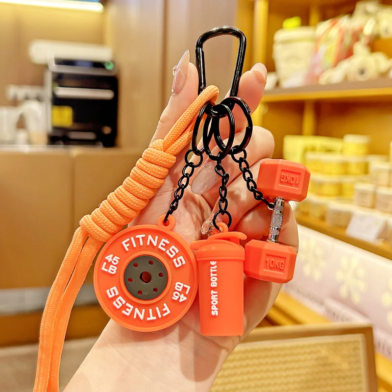 Detachable Barbell Plates Keychain Water Cups INS Simulation Dumbbells Keyring Creative Dopamine Fitness Series Pendant