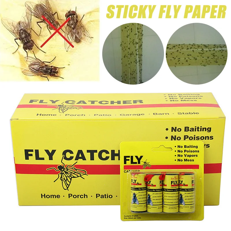 16 PCS Fly Trap Sticky,Fly Strips Indoor Sticky Hanging for Flying Plant  Insect, Sticky Fly Ribbons,Fly Paper Strips