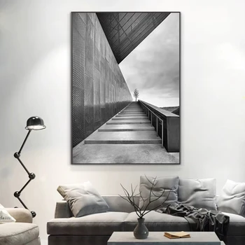 Luce di lusso nero bianco grigio stile industriale tela poster spazio estensione semplicità stampa artistica da parete pittura decorazioni per la casa